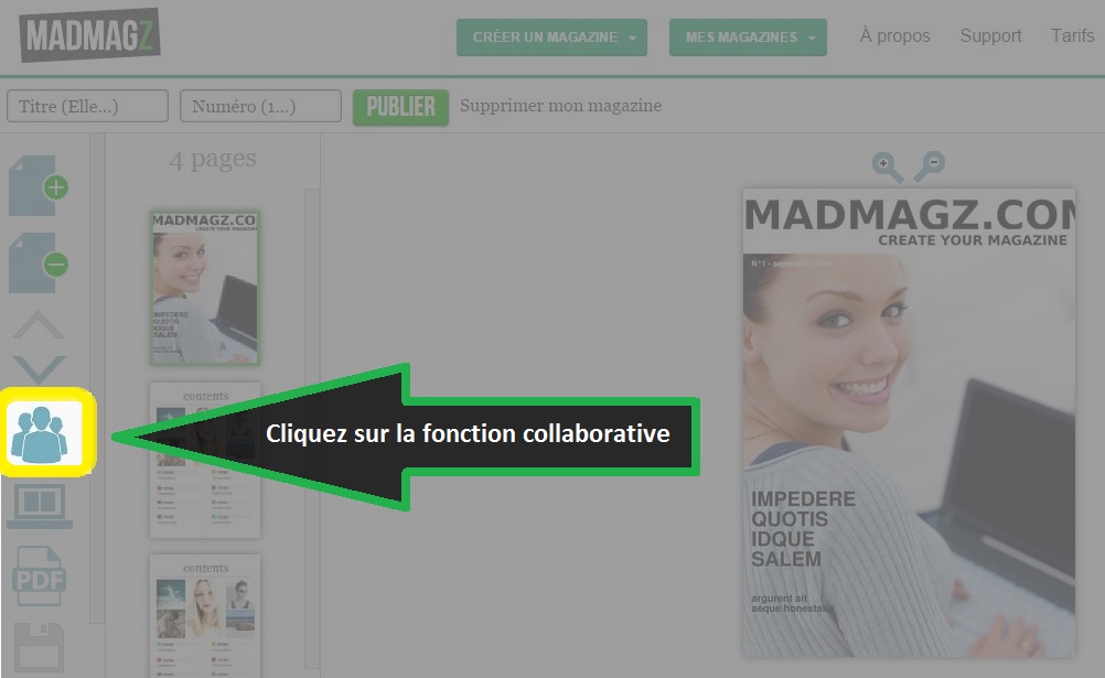 Sélectionner la fonction collaborative sur votre magazine Madmagz