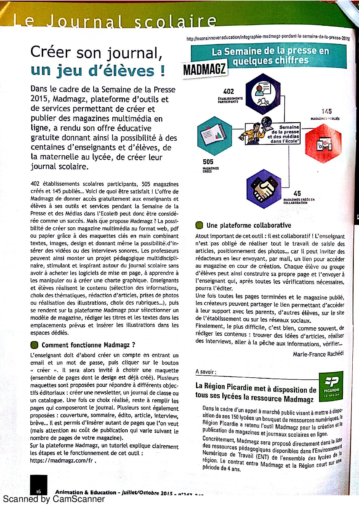 journal scolaire numérique madmagz